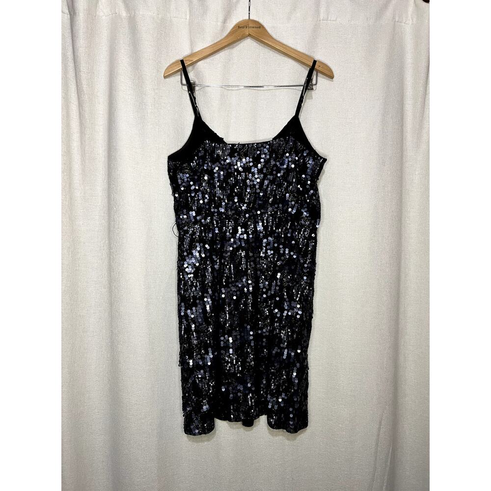 Express Black Silver Sequined Sparkly Sexy Lined Strapless Mini Dress - Picture 8 of 11